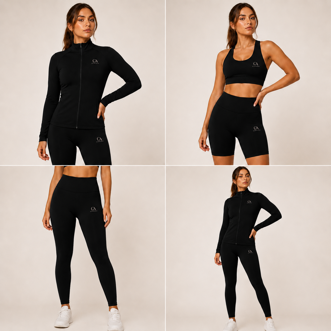 Tutina da palestra con tessuto tecnico ad alta elasticità, set da 4pcs  - Clothea